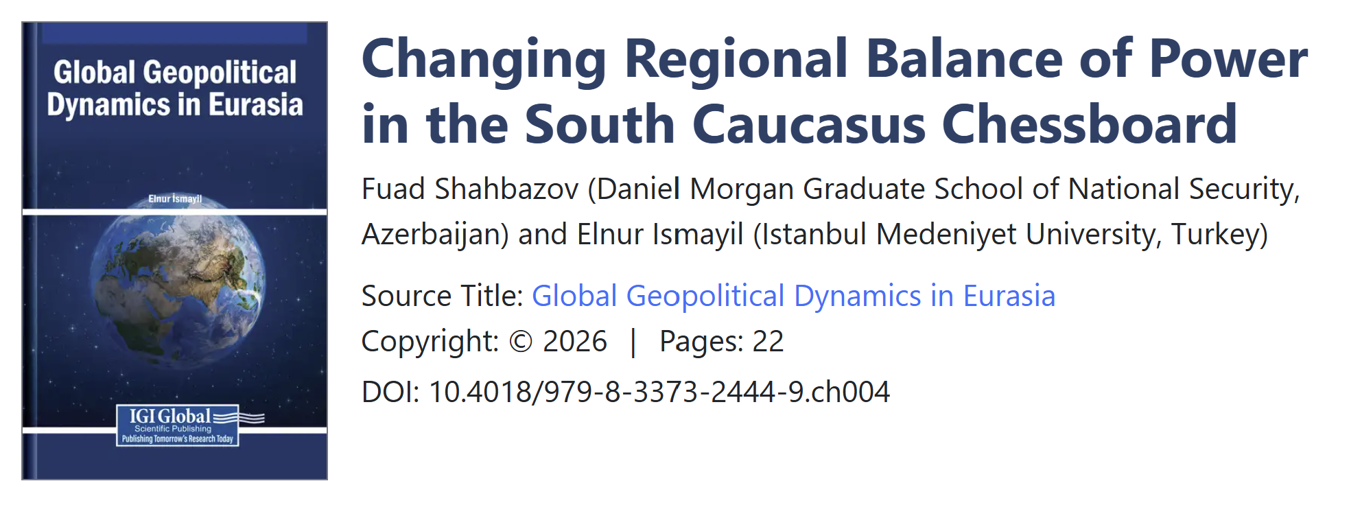 Changing Regional Balance of Power in the South Caucasus Chessboard
